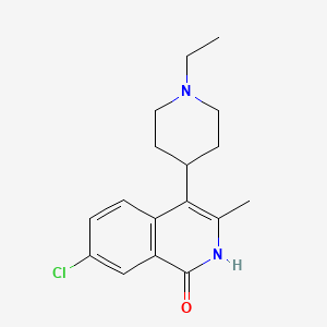 molecular formula C17H21ClN2O B12870395 7-Chloro-4-(1-ethylpiperidin-4-yl)-3-methylisoquinolin-1(2H)-one CAS No. 702709-38-4