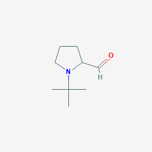 molecular formula C9H17NO B12870408 1-(tert-Butyl)pyrrolidine-2-carbaldehyde 