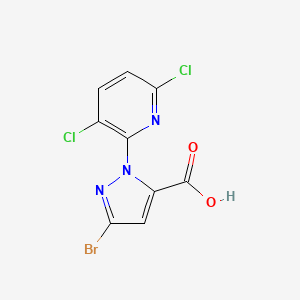 molecular formula C9H4BrCl2N3O2 B12870480 3-Bromo-1-(3,6-dichloropyridin-2-yl)-1H-pyrazole-5-carboxylic acid CAS No. 652980-08-0