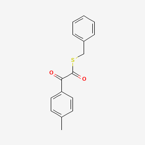 molecular formula C16H14O2S B12870492 Benzeneethanethioic acid, 4-methyl-alpha-oxo-, S-(phenylmethyl) ester 