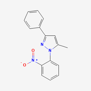 molecular formula C16H13N3O2 B12870515 5-Methyl-1-(2-nitrophenyl)-3-phenyl-1H-pyrazole CAS No. 29334-69-8