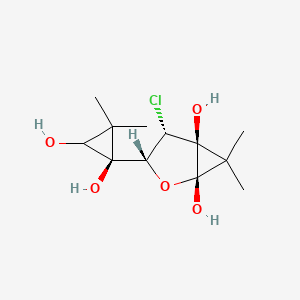 molecular formula C12H19ClO5 B12870562 (1S,3R,4S,5S)-4-chloro-3-[(1R)-1,3-dihydroxy-2,2-dimethylcyclopropyl]-6,6-dimethyl-2-oxabicyclo[3.1.0]hexane-1,5-diol 