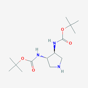 molecular formula C14H27N3O4 B12870585 di-tert-Butyl (3S,4S)-pyrrolidine-3,4-diyldicarbamate 