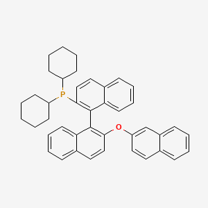 molecular formula C42H41OP B12870679 (1R)-Dicyclohexyl(2'-(naphthalen-2-yloxy)-[1,1'-binaphthalen]-2-yl)phosphine 