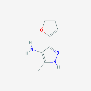 molecular formula C8H9N3O B12870685 3-(Furan-2-yl)-5-methyl-1H-pyrazol-4-amine 