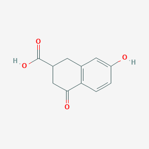 molecular formula C11H10O4 B12870744 7-Hydroxy-4-oxo-1,2,3,4-tetrahydronaphthalene-2-carboxylic acid 