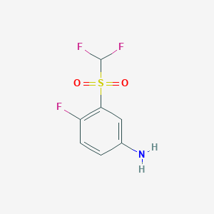 molecular formula C7H6F3NO2S B12870754 3-[(Difluoromethyl)sulphonyl]-4-fluoroaniline 