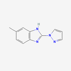 molecular formula C11H10N4 B12870768 5-methyl-2-(1H-pyrazol-1-yl)-1H-benzo[d]imidazole 