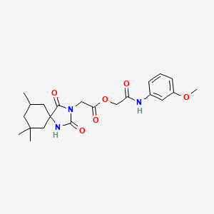 2-((3-Methoxyphenyl)amino)-2-oxoethyl 2-(7,7,9-trimethyl-2,4-dioxo-1,3-diazaspiro[4.5]decan-3-yl)acetate