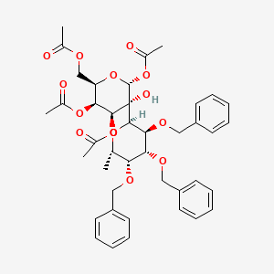 molecular formula C41H48O14 B12870904 (2R,2'R,3S,3'R,4R,4'S,5R,5'S,6S,6'R)-6'-(Acetoxymethyl)-3,4,5-tris(benzyloxy)-3'-hydroxy-6-methyloctahydro-2H,2'H-[2,3'-bipyran]-2',4',5'-triyl triacetate 