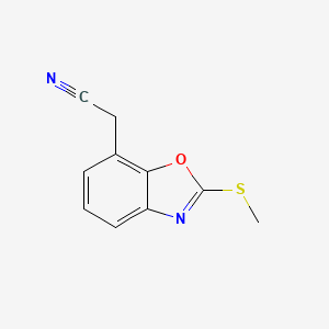 molecular formula C10H8N2OS B12870912 2-(2-(Methylthio)benzo[d]oxazol-7-yl)acetonitrile 