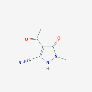 molecular formula C7H7N3O2 B12870977 4-Acetyl-5-hydroxy-1-methyl-1H-pyrazole-3-carbonitrile 