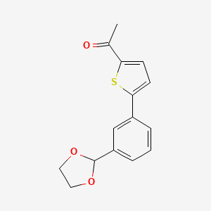 molecular formula C15H14O3S B12871030 1-{5-[3-(1,3-Dioxolan-2-yl)phenyl]-2-thienyl}ethanone 