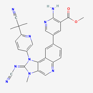 (E)-Methyl 2-amino-5-(2-(cyanoimino)-1-(6-(2-cyanopropan-2-yl)pyridin-3-yl)-3-methyl-2,3-dihydro-1H-imidazo[4,5-c]quinolin-8-yl)nicotinate