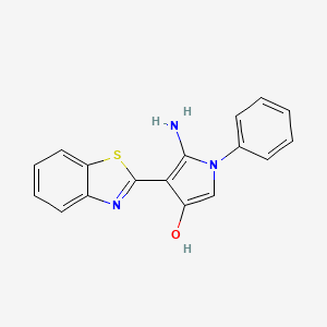 molecular formula C17H13N3OS B12871308 1H-Pyrrol-3-ol, 5-amino-4-(2-benzothiazolyl)-1-phenyl- CAS No. 330857-84-6