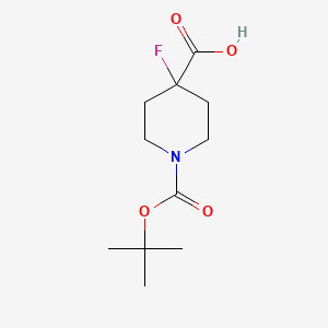 molecular formula C11H18FNO4 B1287146 1-Boc-4-氟-4-哌啶甲酸 CAS No. 614731-04-3