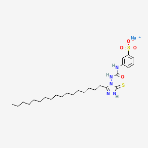 molecular formula C26H42N5NaO4S2 B12871491 Benzenesulfonic acid, 3-[[[(3-heptadecyl-1,5-dihydro-5-thioxo-4H-1,2,4-triazol-4-yl)amino]carbonyl]amino]-, monosodium salt CAS No. 23455-89-2