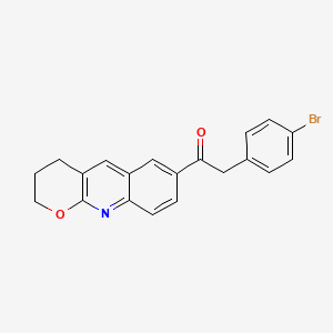 molecular formula C20H16BrNO2 B12871511 2-(4-bromophenyl)-1-(3,4-dihydro-2H-pyrano[2,3-b]quinolin-7-yl)ethanone 