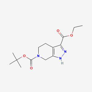 molecular formula C14H21N3O4 B1287152 6-叔丁基 3-乙基 4,5-二氢-1H-吡唑并[3,4-c]吡啶-3,6(7H)-二羧酸酯 CAS No. 821785-75-5