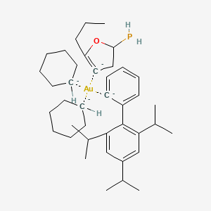 molecular formula C40H61AuOP-4 B12871582 (Dicyclohexyl(2',4',6'-triisopropyl-[1,1'-biphenyl]-2-yl)-5-phosphanyl)(2-propyl-4,5-dihydrofuran-3-yl)gold 