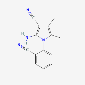 molecular formula C14H12N4 B12871709 2-Amino-1-(2-cyanophenyl)-4,5-dimethyl-1H-pyrrole-3-carbonitrile 