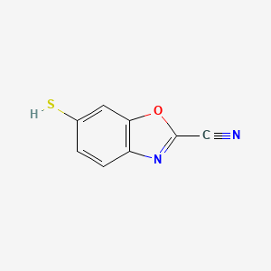 molecular formula C8H4N2OS B12871729 6-Mercaptobenzo[d]oxazole-2-carbonitrile 