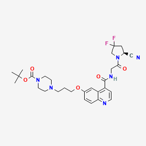 molecular formula C29H36F2N6O5 B12871783 tert-Butyl (S)-4-(3-((4-((2-(2-cyano-4,4-difluoropyrrolidin-1-yl)-2-oxoethyl)carbamoyl)quinolin-6-yl)oxy)propyl)piperazine-1-carboxylate 