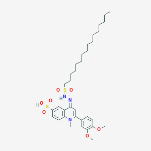 2-(3,4-Dimethoxyphenyl)-4-(2-(hexadecylsulfonyl)hydrazono)-1-methyl-1,4-dihydroquinoline-6-sulfonic acid