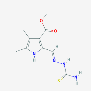 molecular formula C10H14N4O2S B12871893 Methyl 2-((2-carbamothioylhydrazono)methyl)-4,5-dimethyl-1H-pyrrole-3-carboxylate 