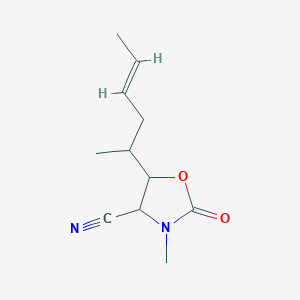 5-(Hex-4-en-2-yl)-3-methyl-2-oxooxazolidine-4-carbonitrile