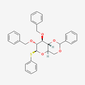 molecular formula C33H32O5S B12872056 (4AR,6S,7R,8S,8aR)-7,8-bis(benzyloxy)-2-phenyl-6-(phenylthio)hexahydropyrano[3,2-d][1,3]dioxine 