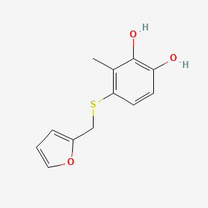 molecular formula C12H12O3S B12872058 4-{[(Furan-2-yl)methyl]sulfanyl}-3-methylbenzene-1,2-diol CAS No. 923267-50-9