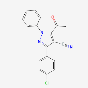 molecular formula C18H12ClN3O B12872064 5-Acetyl-3-(4-chlorophenyl)-1-phenyl-1H-pyrazole-4-carbonitrile CAS No. 649746-08-7