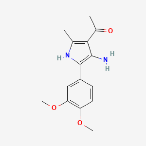 molecular formula C15H18N2O3 B12872201 1-[4-amino-5-(3,4-dimethoxyphenyl)-2-methyl-1H-pyrrol-3-yl]ethanone CAS No. 91480-90-9