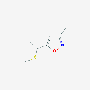 molecular formula C7H11NOS B12872216 3-Methyl-5-(1-(methylthio)ethyl)isoxazole 