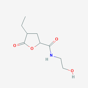 molecular formula C9H15NO4 B12872378 4-Ethyl-N-(2-hydroxyethyl)-5-oxotetrahydrofuran-2-carboxamide 