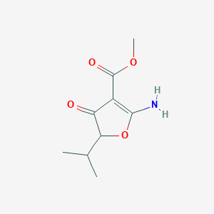 molecular formula C9H13NO4 B12872406 Methyl 2-amino-5-isopropyl-4-oxo-4,5-dihydrofuran-3-carboxylate 