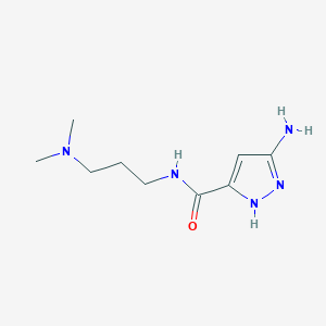 molecular formula C9H17N5O B12872443 3-Amino-N-(3-(dimethylamino)propyl)-1H-pyrazole-5-carboxamide 