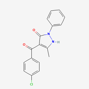 molecular formula C17H13ClN2O2 B12872453 4-((4-Chlorophenyl)(hydroxy)methylene)-3-methyl-1-phenyl-1H-pyrazol-5(4H)-one CAS No. 146271-26-3