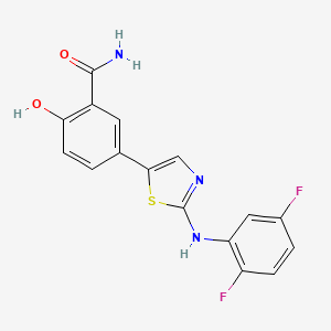 5-[2-(2,5-difluoroanilino)-1,3-thiazol-5-yl]-2-hydroxybenzamide