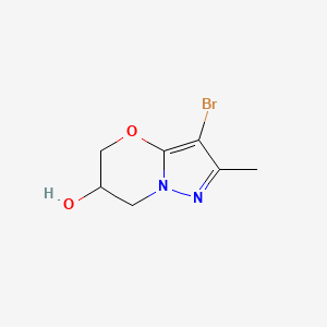 molecular formula C7H9BrN2O2 B12872563 3-Bromo-2-methyl-6,7-dihydro-5H-pyrazolo[5,1-b][1,3]oxazin-6-ol 