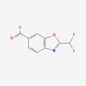 molecular formula C9H5F2NO2 B12872589 2-(Difluoromethyl)benzo[d]oxazole-6-carboxaldehyde 