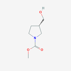 molecular formula C7H13NO3 B12872628 (S)-Methyl 3-(hydroxymethyl)pyrrolidine-1-carboxylate 