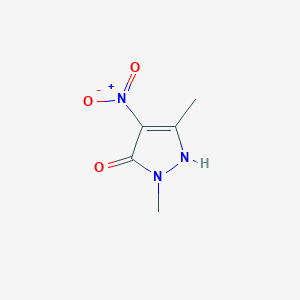 molecular formula C5H7N3O3 B12872739 1,3-dimethyl-4-nitro-1H-pyrazol-5-ol CAS No. 76689-63-9