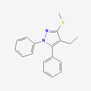 molecular formula C18H18N2S B12872799 1,5-Diphenyl-4-ethyl-3-methylthio-1H-pyrazole CAS No. 871110-28-0