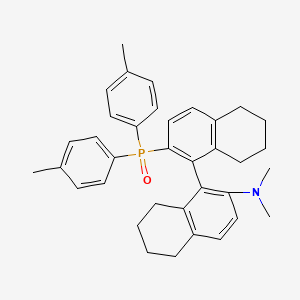 molecular formula C36H40NOP B12872850 (1R)-(2'-(Dimethylamino)-5,5',6,6',7,7',8,8'-octahydro-[1,1'-binaphthalen]-2-yl)di-p-tolylphosphine oxide 