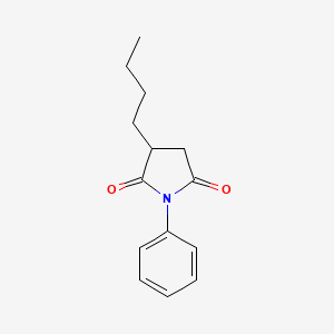 molecular formula C14H17NO2 B12872869 2,5-Pyrrolidinedione, 3-butyl-1-phenyl- CAS No. 102651-46-7