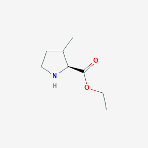 molecular formula C8H15NO2 B12873095 (2S)-Ethyl 3-methylpyrrolidine-2-carboxylate CAS No. 497066-73-6