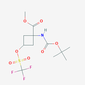 B128731 1-(tert-Butyloxycarbonylamino)-3-(trifluoromethanesulfonyloxy)cyclobutane-1-carboxylic acid methyl ester CAS No. 222727-37-9
