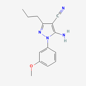 molecular formula C14H16N4O B12873209 5-Amino-1-(3-methoxyphenyl)-3-propyl-1h-pyrazole-4-carbonitrile CAS No. 650628-90-3